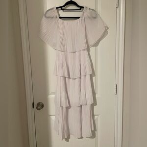 White Ruffled Tiered Midi Dress